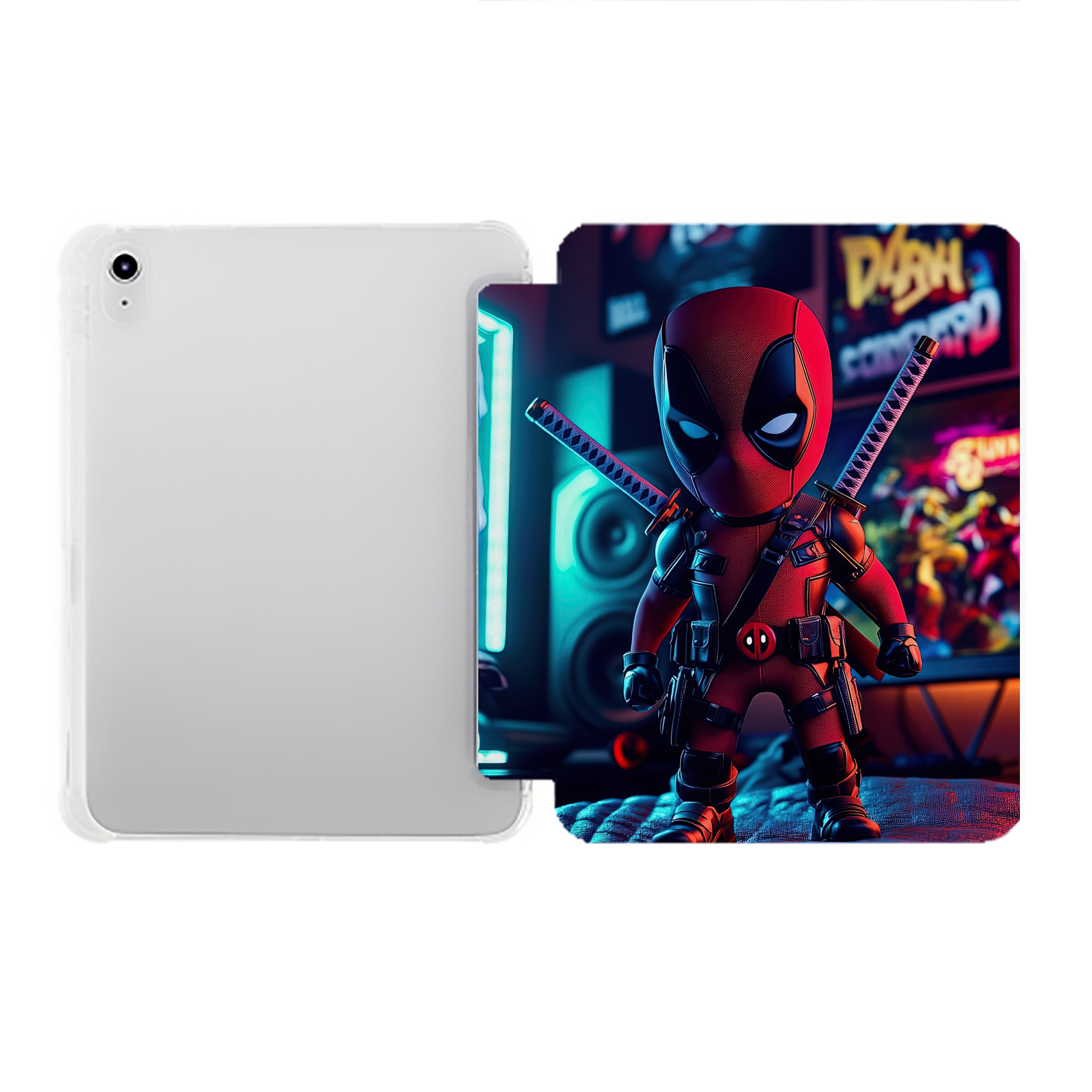 （画像用） Deadpool デッドプール IPad ケース ペン収納付き 三つ折りスタンド PUレザー×シリコン 対応機種9.5/10.5/10.9インチ